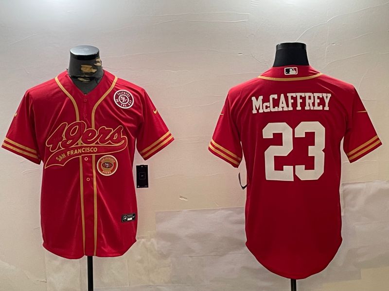 Men San Francisco 49ers #23 Mccaffrey Red Joint Name 2024 Nike Limited NFL Jersey style 12097